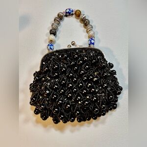 Lily Scott Bags Beaded Purse. Glass bead strap.